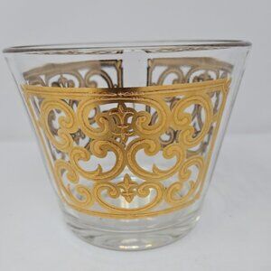 Vintage MCM 1950s Georges Briard Spanish Gold Glass Ice Bucket Bowl Cocktails